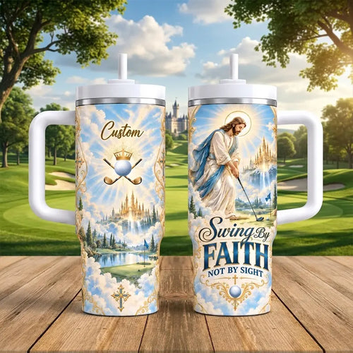 Personalized Swing By Faith Golf Christian 40oz Tumbler
