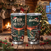 Fish More Merry Days Christmas Fishing 20oz Stainless Steel Tumbler