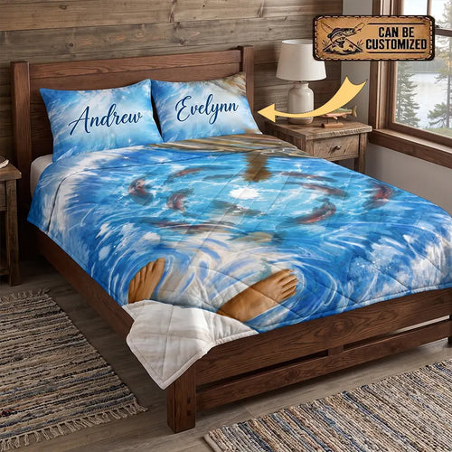 Personalized Fishers of Men Christian Fishing Quilt Bedding Set