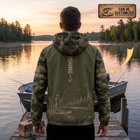 Personalized Fishing Reel Hook Repeat Digital Camo Windbreaker Jacket
