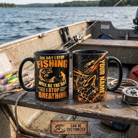 Personalized The Day I Stop Fishing Black Mug