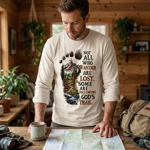 Following God's Trail Christian Mountain Long Sleeve Shirt