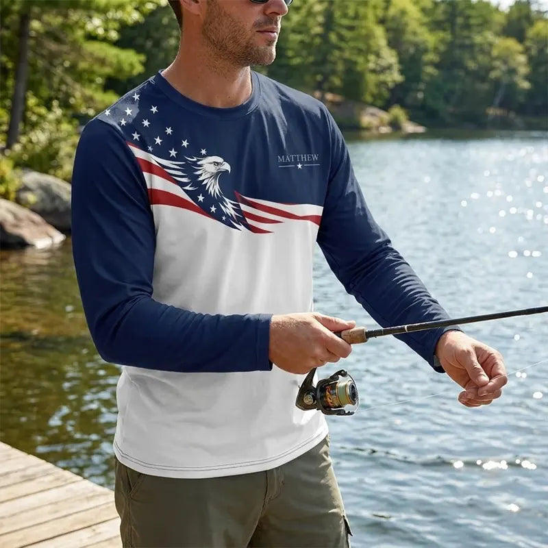 Personalized Land Of Opportunity Bald Eagle American Flag Long Sleeve Shirt