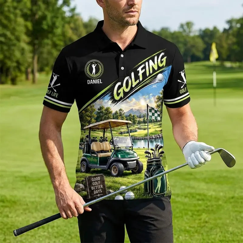 Golfing Good Golf Better Days Personalized Golf Polo Shirt