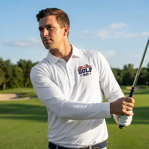 Personalized All-Star Golf Vintage Polo Long Sleeve Shirt