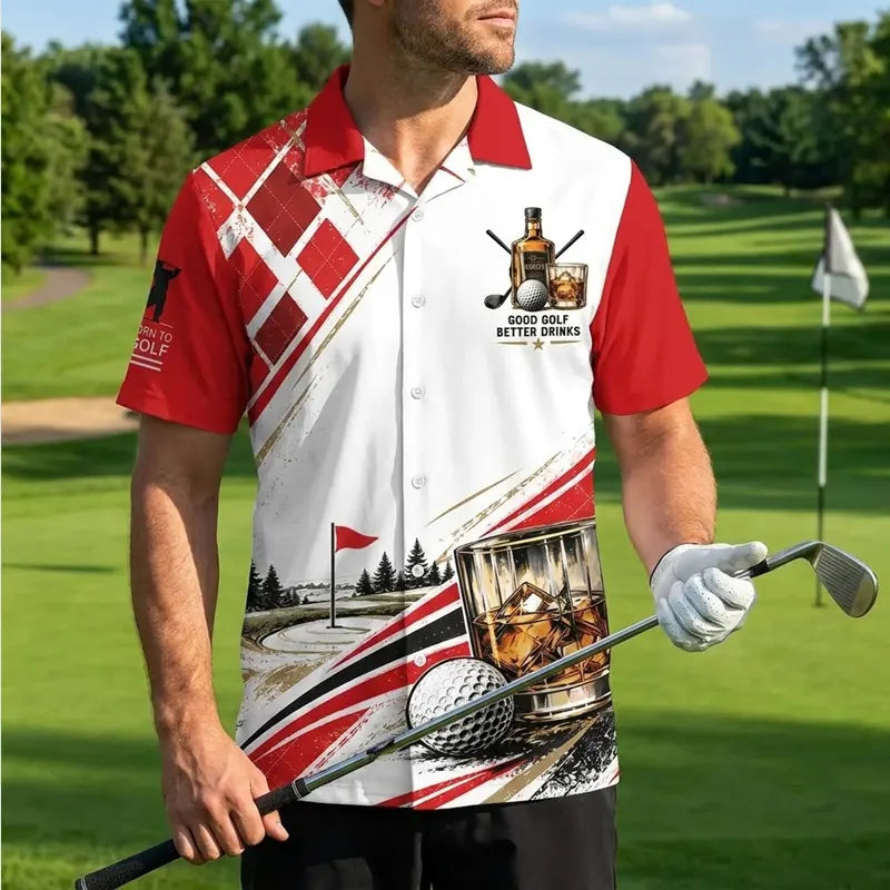 Good Golf Better Drinks Personalized Golf Hawaiian Shirt