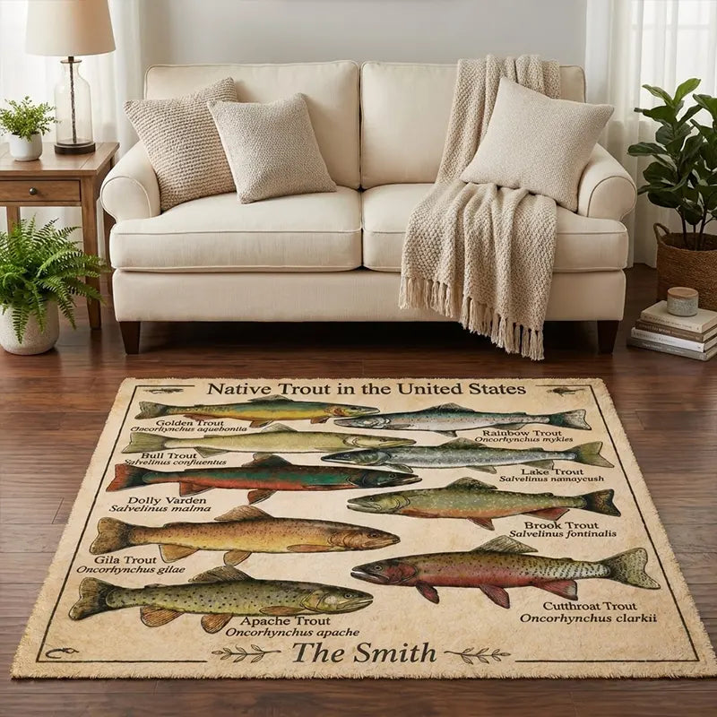 Native Trout in the United States Fishing Rug