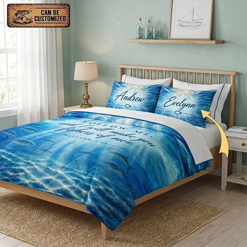 Personalized Fishers of Men Christian Fishing Quilt Bedding Set