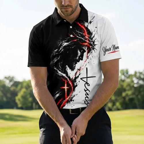 Jesus Play Golf And Pray Christian Polo Shirt