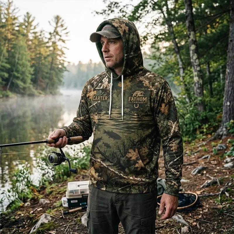 Fathom Thread Camouflage Personalized Fishing Hoodie