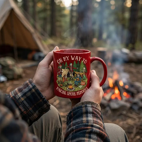 Making Smore Memories Camping Skeletons Ceramic Mug
