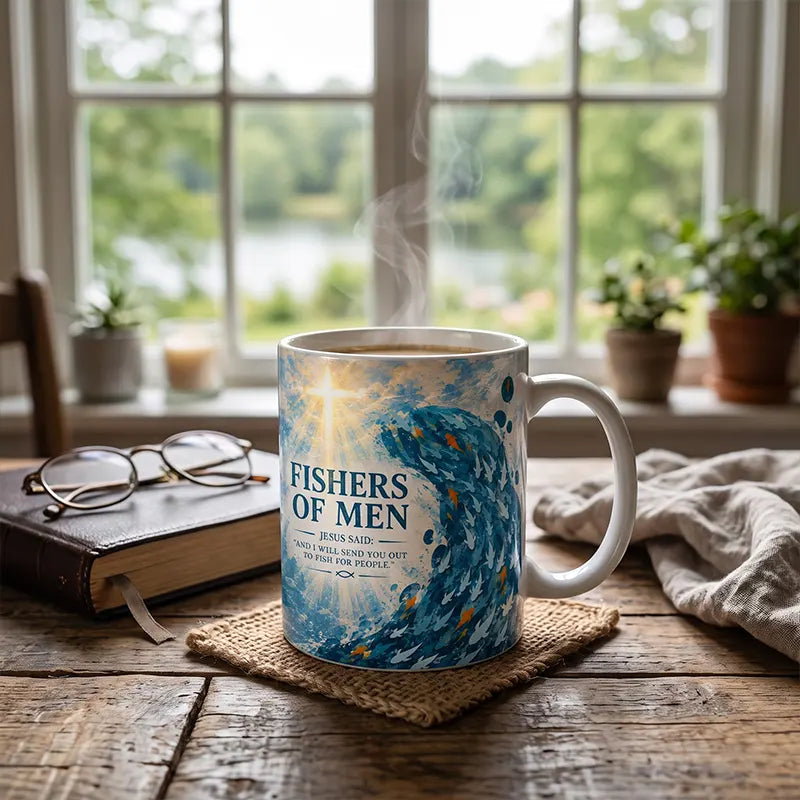 Fishers of Men Christian Faith Bible Quote Ceramic Mug