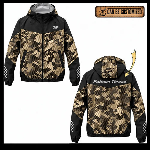 Personalized Fathom Thread Hex Camo Tactical Windbreaker Jacket