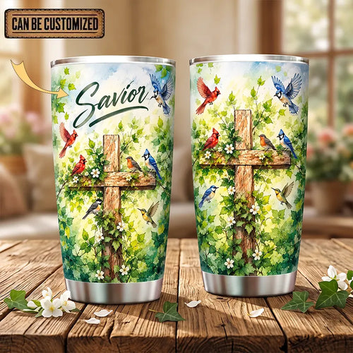 Savior Christian Cross Birds Personalized 20oz Tumbler