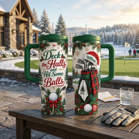 Deck the Halls and Hit Some Balls Christmas Golf 40oz Handled Tumbler