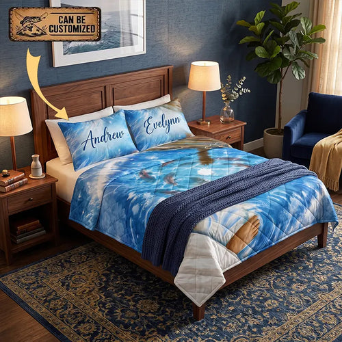 Personalized Fishers of Men Christian Fishing Quilt Bedding Set