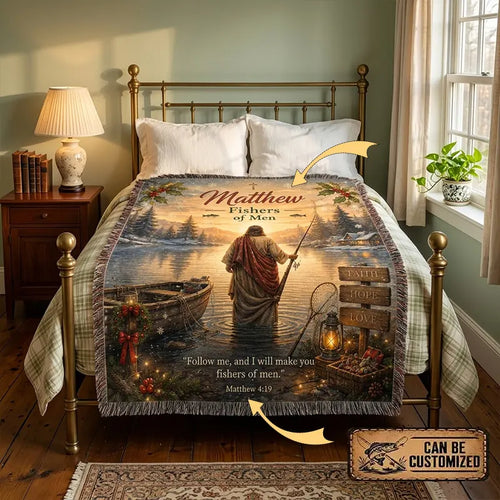 Personalized Jesus Fishers of Men Fishing Tassels Blanket