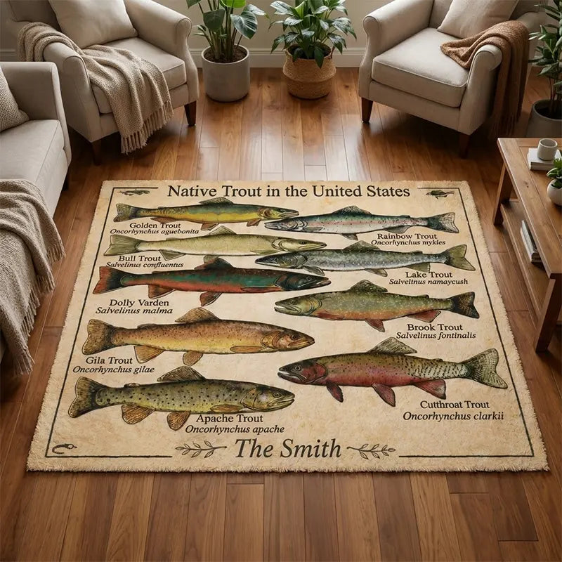 Native Trout in the United States Fishing Rug