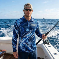 Fathom Thread Performance Fishing Marlin Polo Long Sleeve Shirt