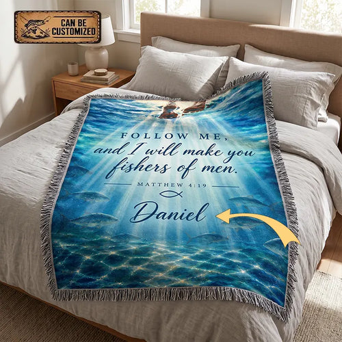 Personalized Fishers of Men Christian Fishing Tassels Blanket