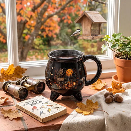 Halloween Bird Watching Cauldron Mug