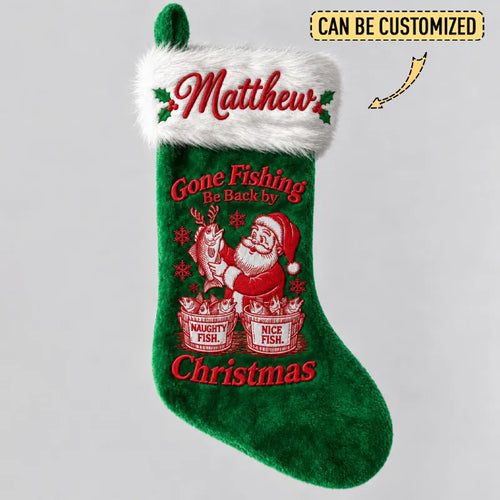 Personalized Gone Fishing Christmas Fish Stocking