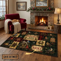 Personalized Holiday Bird Watch Christmas Rug