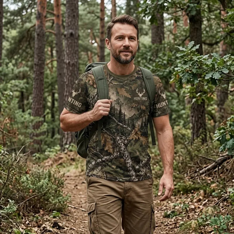 Real Tree Camo Elk Hunting Graphic T-Shirt