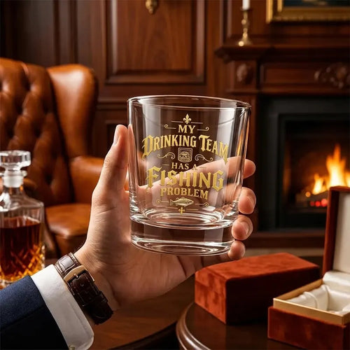 A Toast To Tight Lines Royal Crown Fishing Whiskey Glass