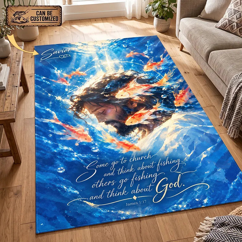 Christian Fishing Jesus Personalized James 1:17 Rug