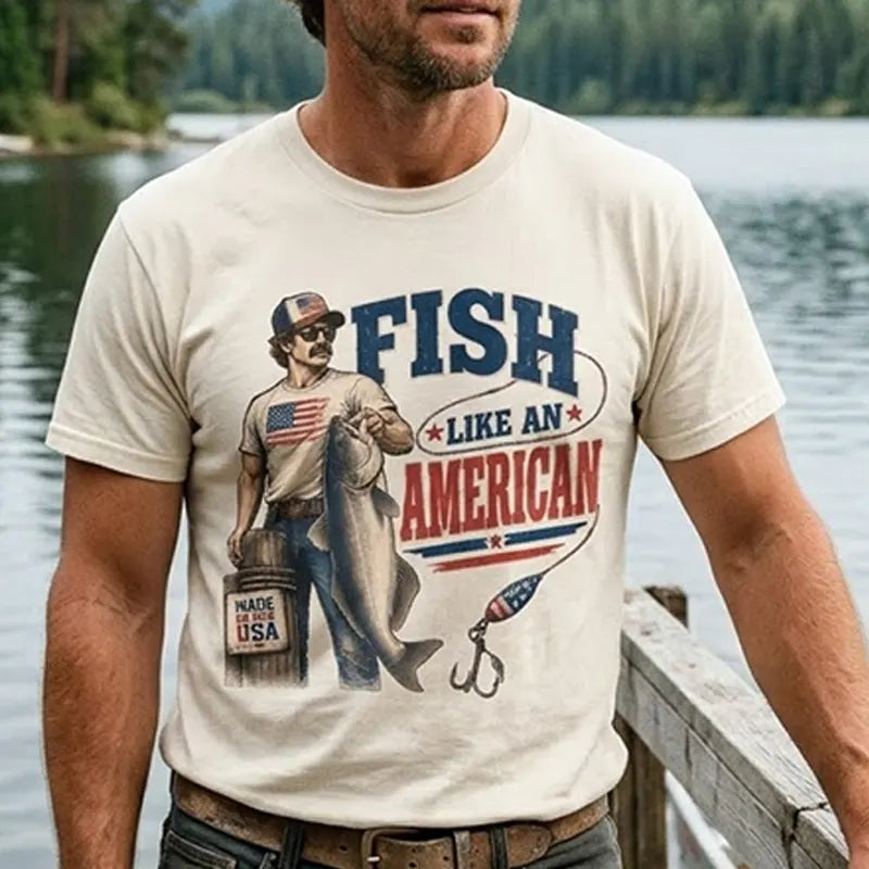 Fish Like An American Vintage Fishing Americana T-Shirt