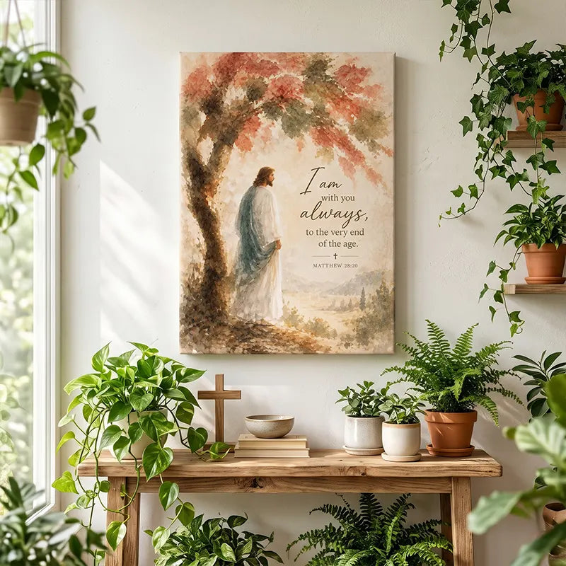 Jesus Matthew 28:20 Bible Verse Christian Framed Print