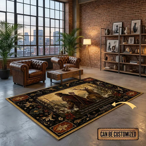 Personalized Hunting Warrior Deer Faith Vintage Rug
