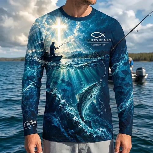 Personalized Fishers of Men Catholic Fishing Long Sleeve Shirt