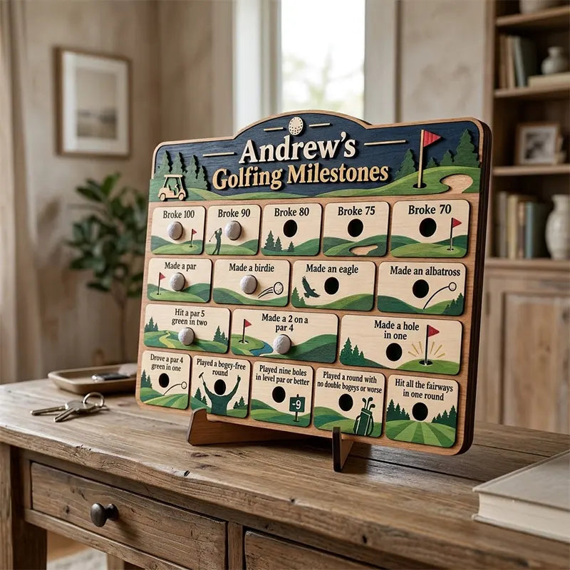 Custom Golfing Milestones Personalized Wooden Trackers