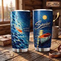 Personalized Just Keep Fishing Starry Night Fishing Tumbler