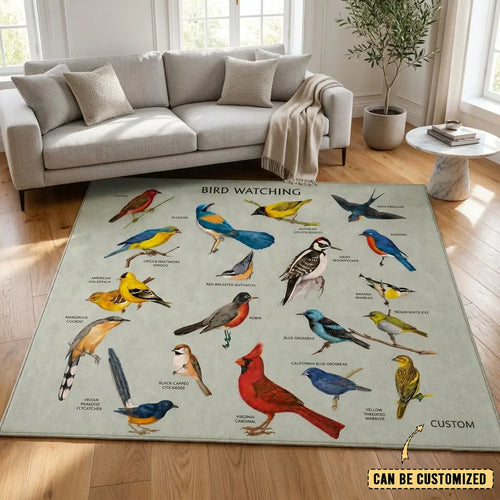 Bird Watching Bird Species Collection Personalized Rug