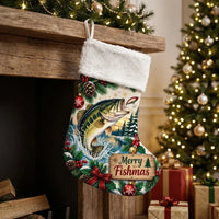 Merry Fishmas Bass Fishing Christmas Stocking