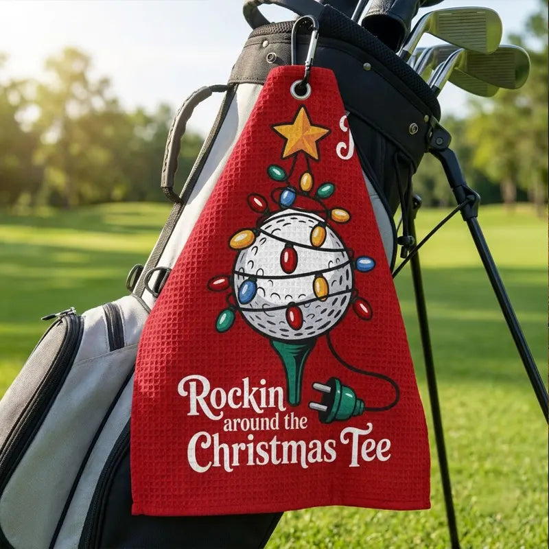 Rockin Around The Christmas Tee Funny Golf Towel
