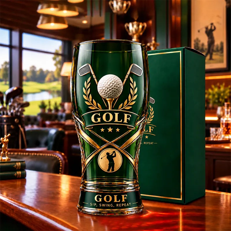 Personalized Golf Sip Swing Repeat Emerald Green Drinking Glass
