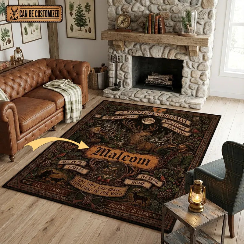 Personalized A Hunter's Christmas Rug