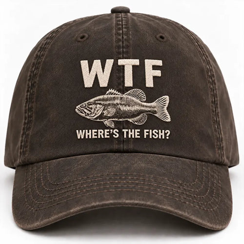 WTF Where's The Fish Bass Fishing Embroidered Cap