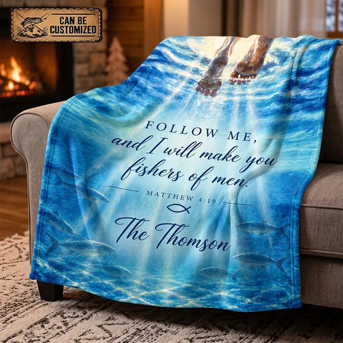 Personalized Fishers of Men Christian Fishing Fleece Blanket