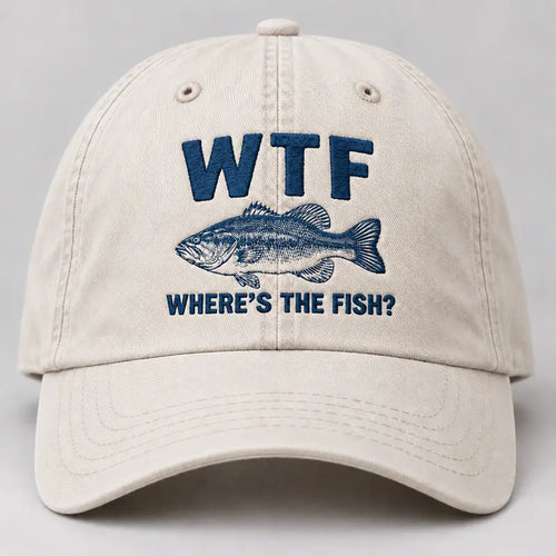 WTF Where's The Fish Bass Fishing Embroidered Cap
