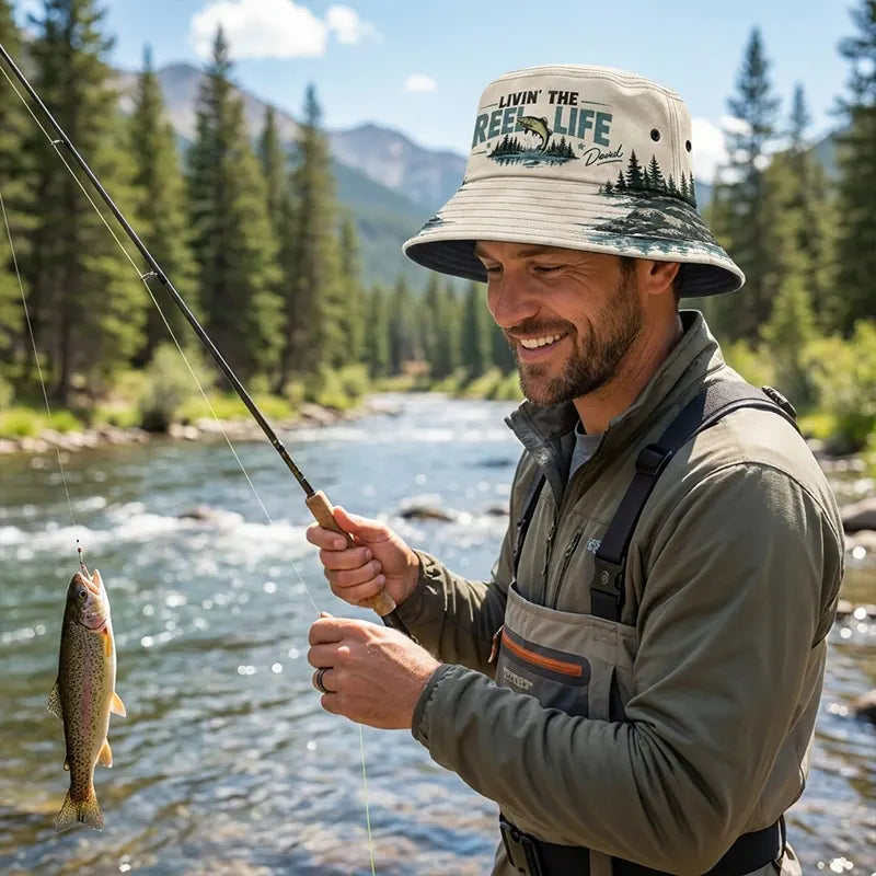 Livin' The Reel Life Personalized Fishing Bucket Hat