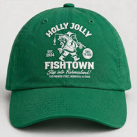 Holly Jolly Fishtown Christmas Fishing Embroidered Cap