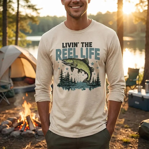 Personalized Livin' The Reel Life Fishing Long Sleeve Shirt