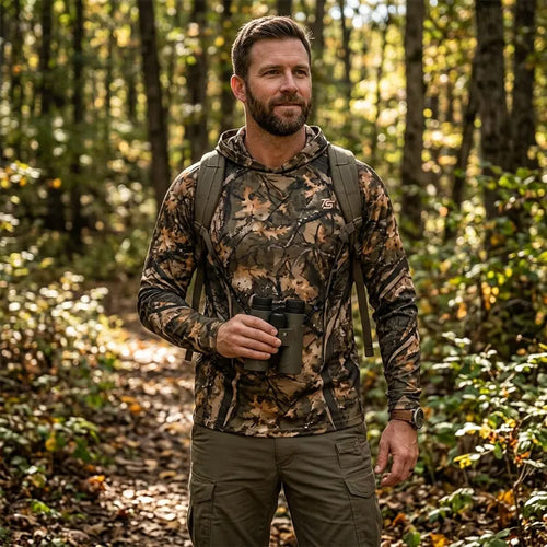 Fathom Threads Deer Antler Camo Hunting Hooded Long Sleeve Shirt