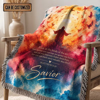Matthew 6:26 Christian Birds Watercolor Tassels Blanket