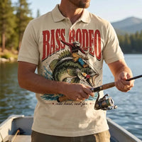 Bass Rodeo Cowboy Fishing Vintage Polo Shirt